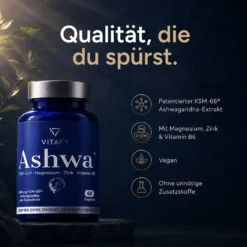 Ashwa+ Ashwagandha KSM-66® mit Magnesium, Zink & Vitamin B6 (60 Kapseln)