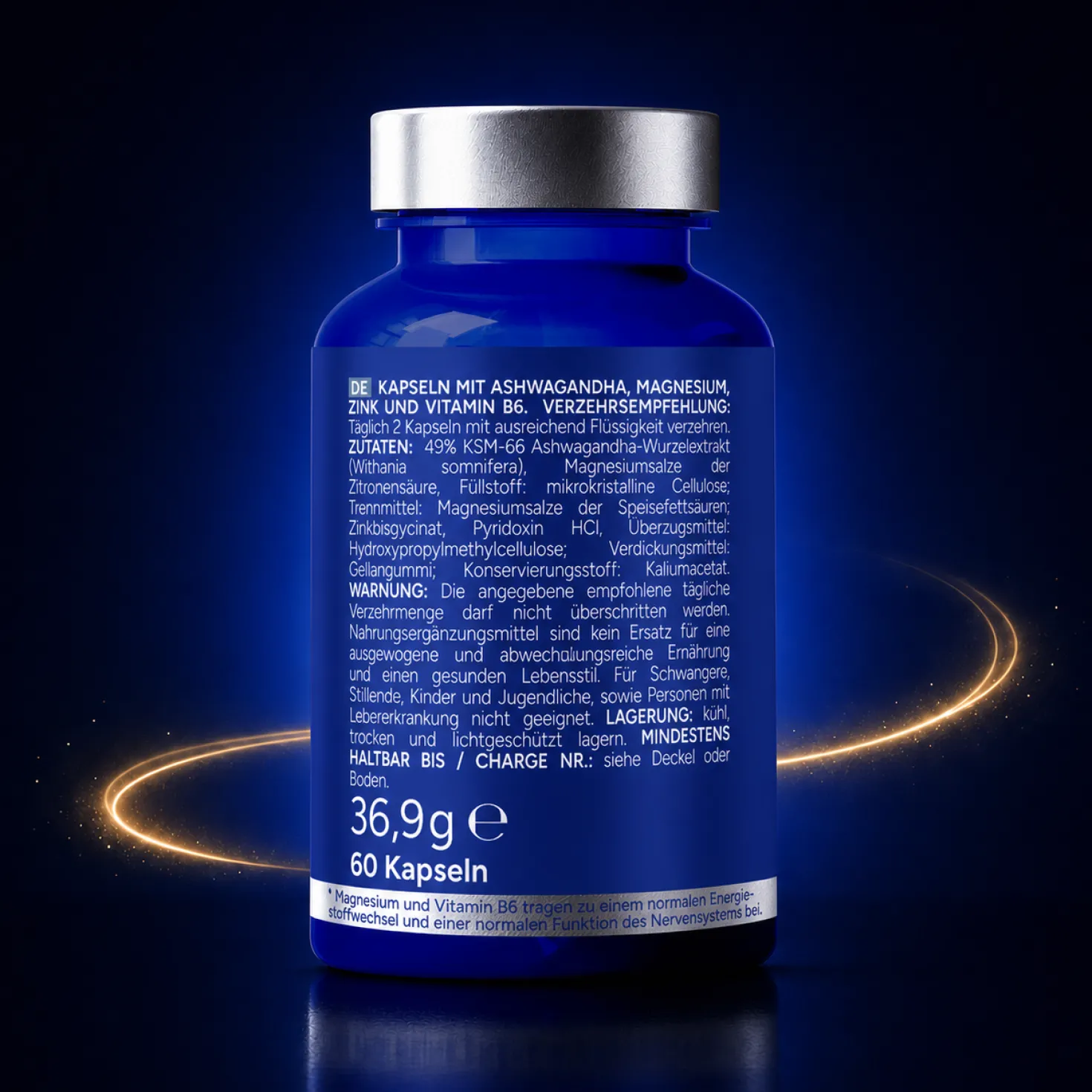 Ashwa+ Ashwagandha KSM-66® mit Magnesium, Zink & Vitamin B6 (60 Kapseln)