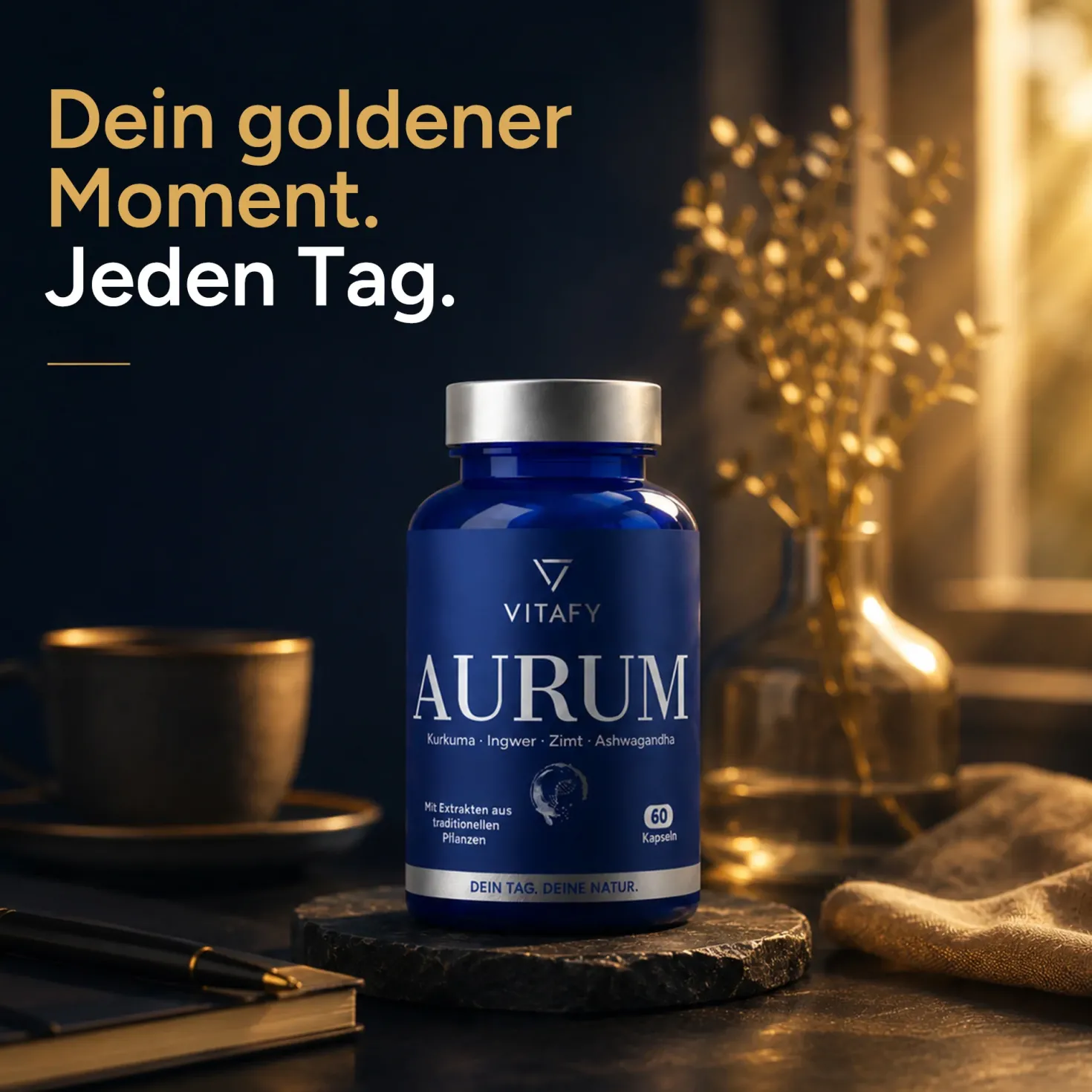 AURUM - Goldene Mischung mit Kurkuma, Ingwer, Zimt & Ashwagandha (60 Kapseln)