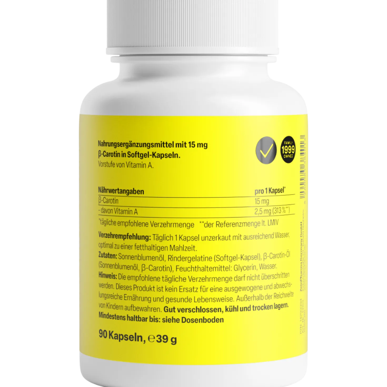 Beta Carotin Natural 15 mg (90 Kapseln)