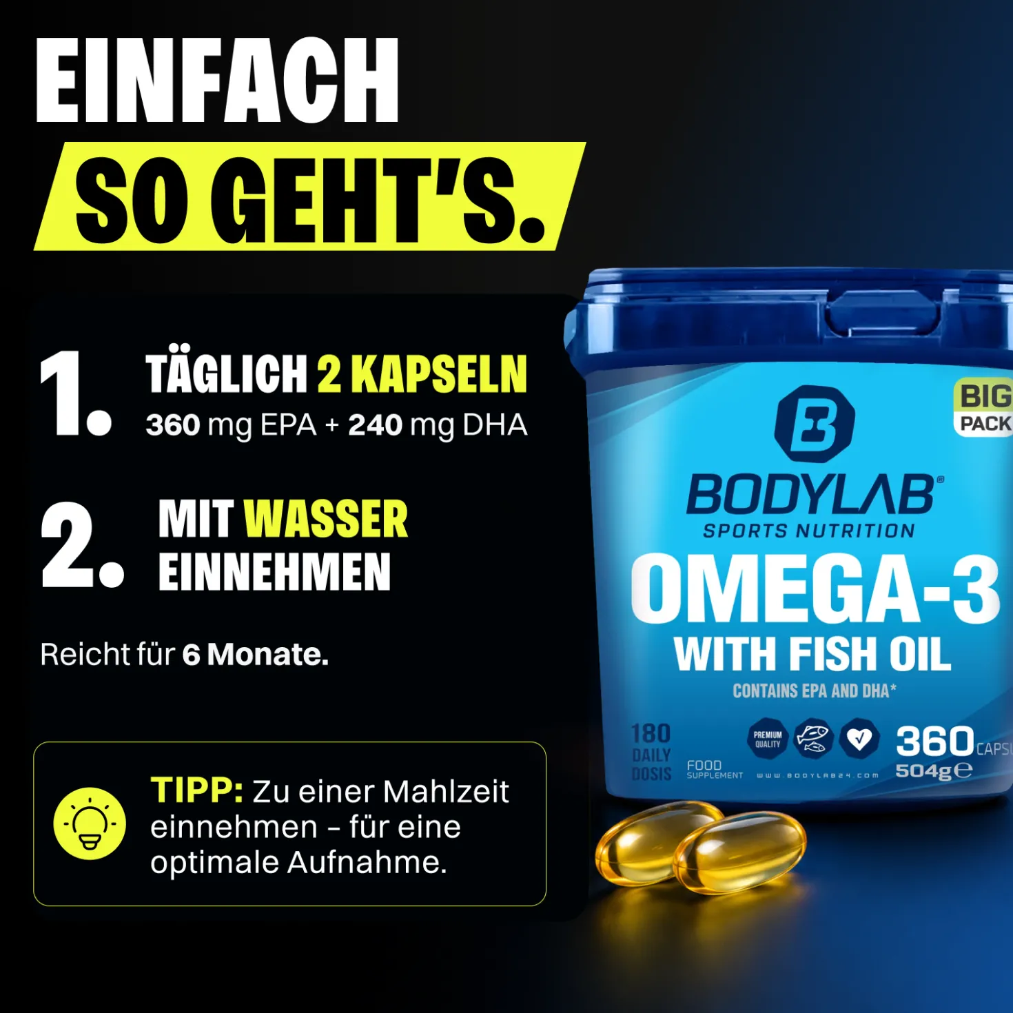BIG PACK Omega-3 (360 Kapseln)
