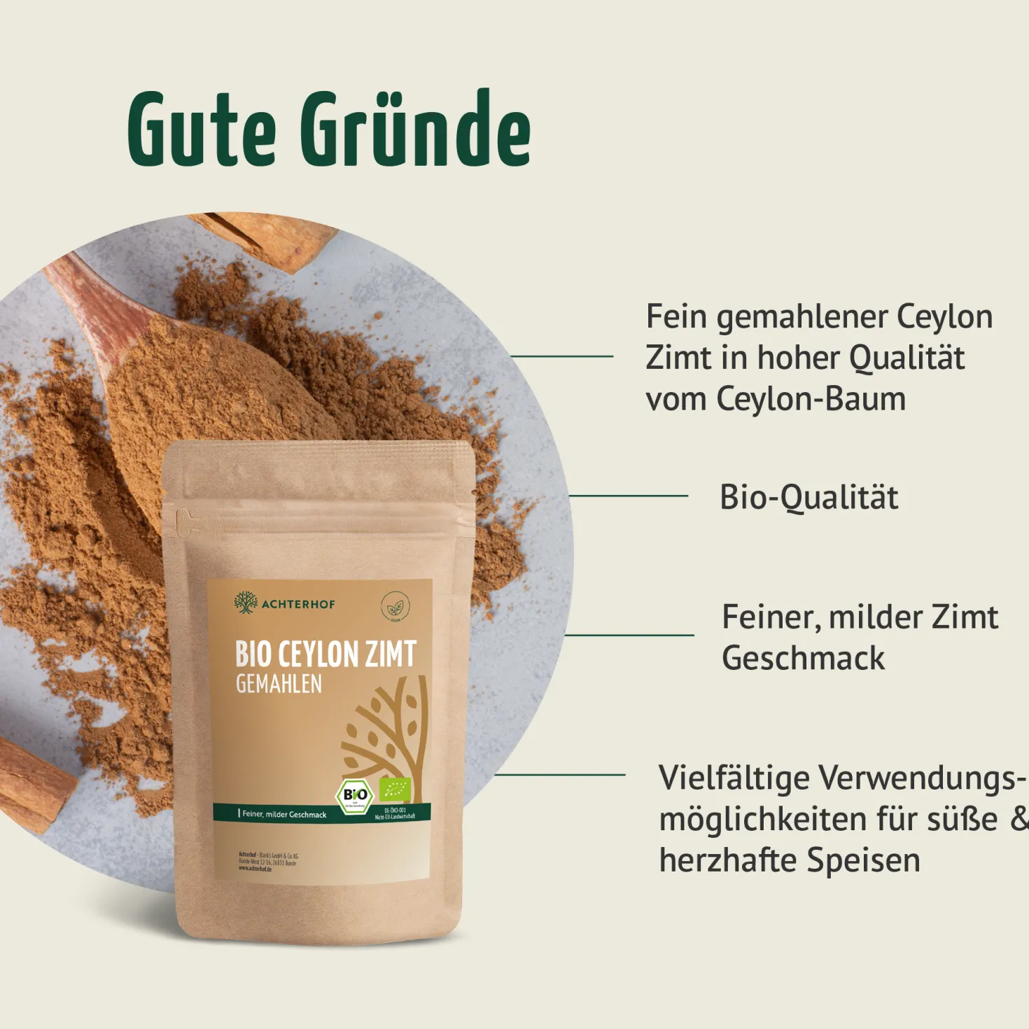 Bio Ceylon Zimt gemahlen (500g)