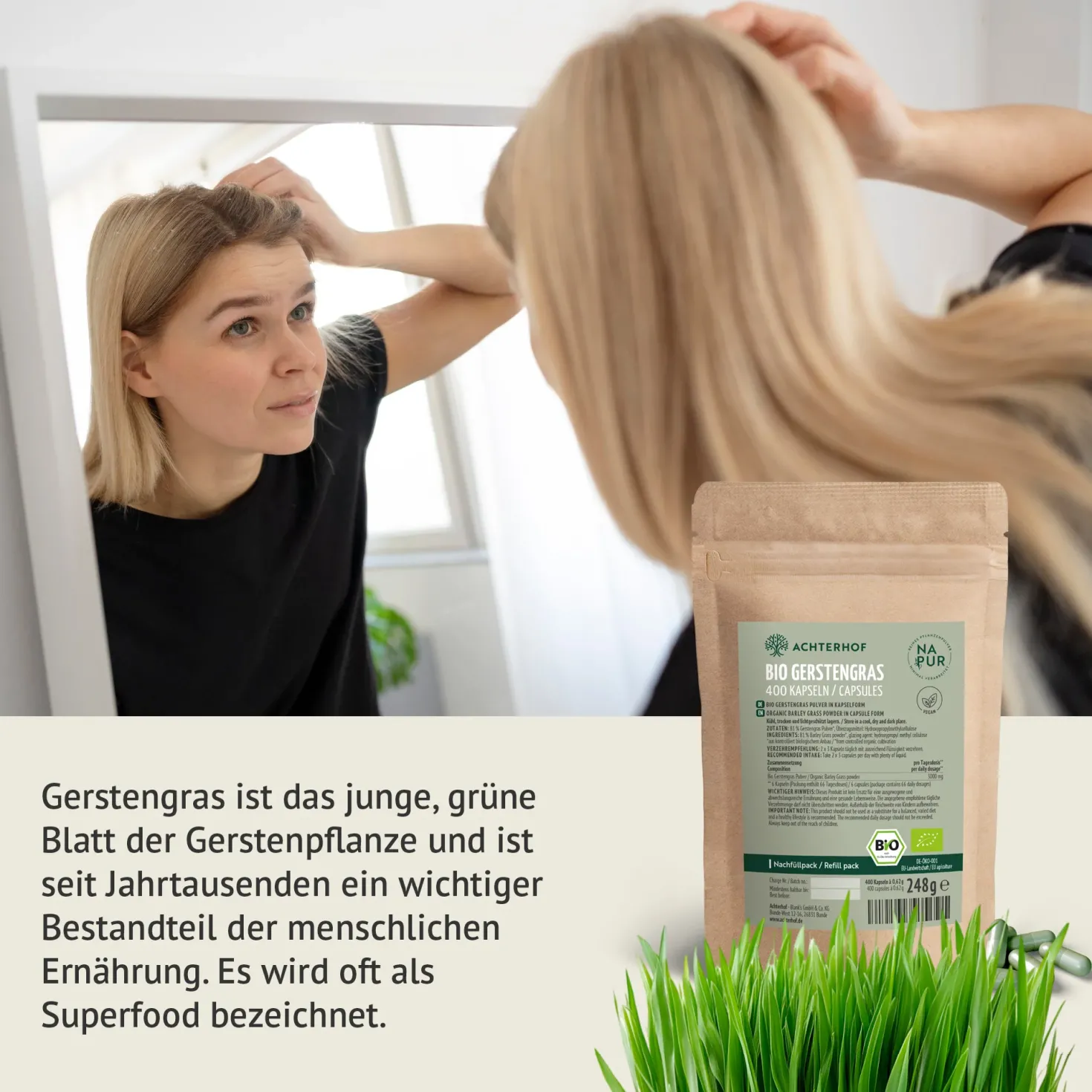 Bio Gerstengras Kapseln Nachfüllpack (400 Kapseln)