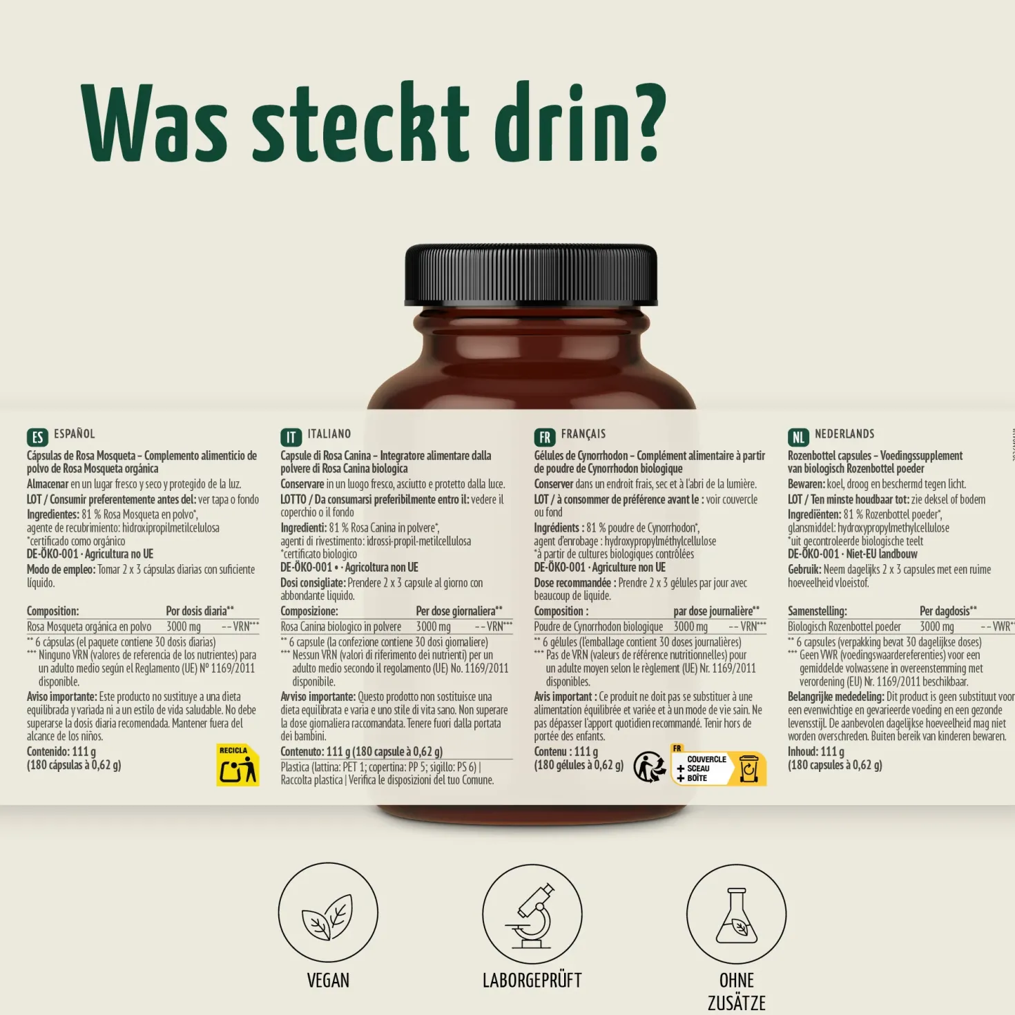 Bio Hagebutten Kapseln (180 Kapseln)