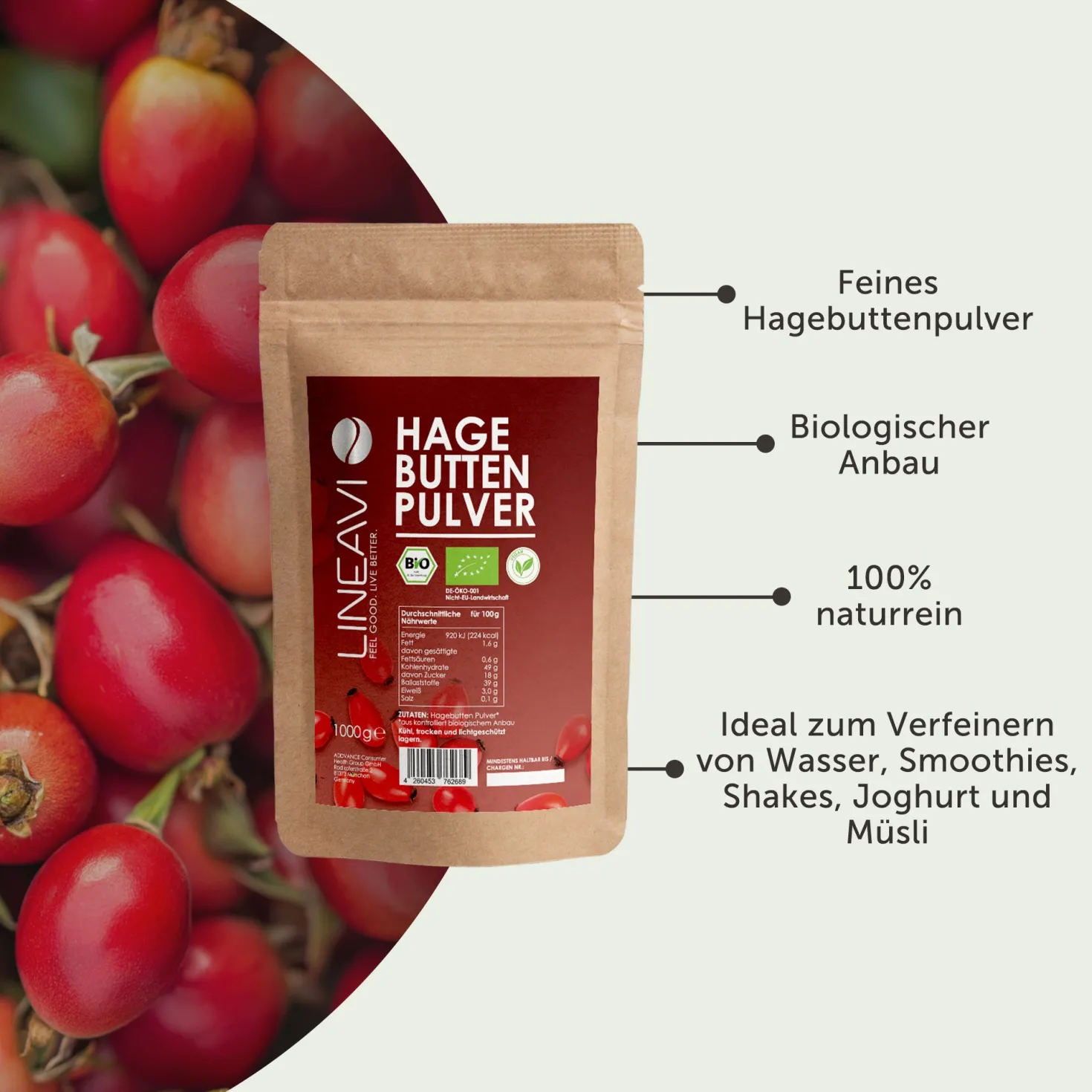 Bio Hagebuttenpulver (1000g)