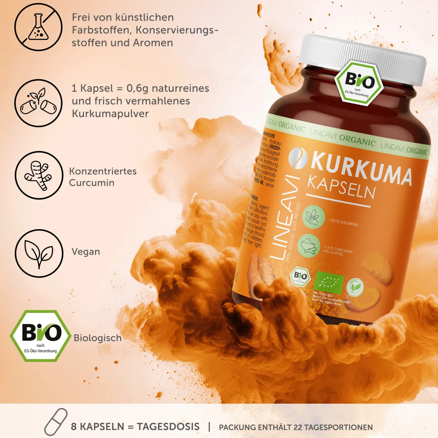 Bio Kurkuma Kapseln (180 Kapseln)