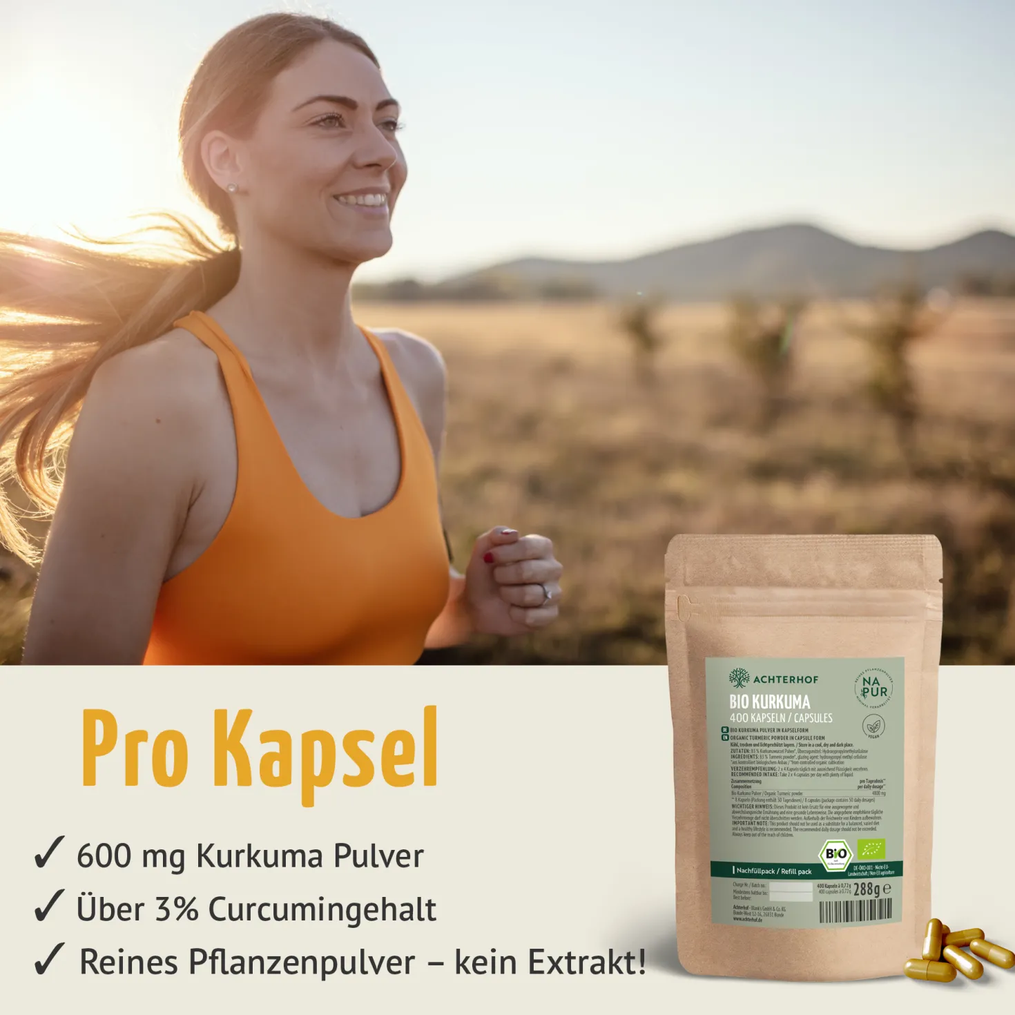 Bio Kurkuma Kapseln Nachfüllpack (400 Kapseln)