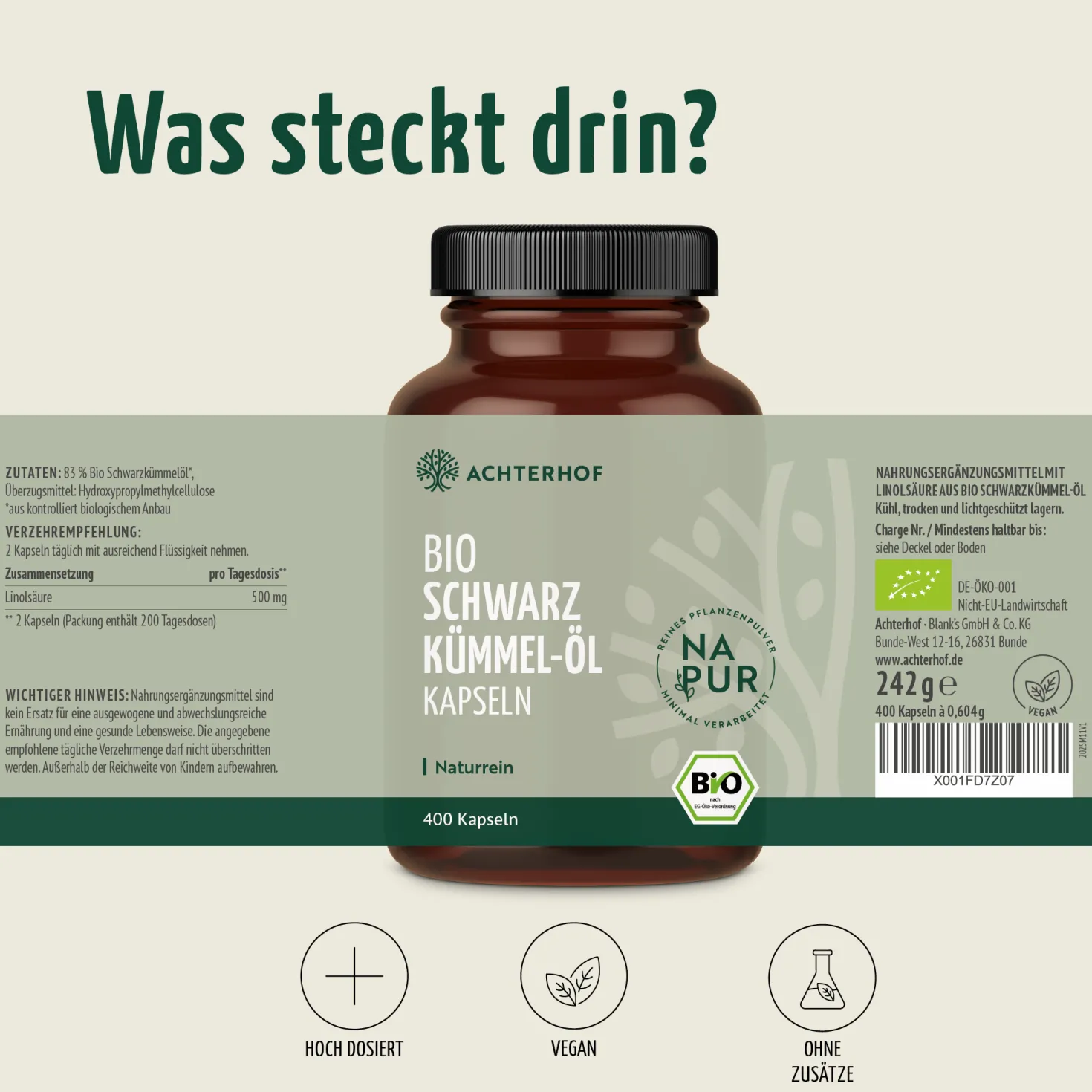 Bio Schwarzkümmel-Öl Kapseln (400 Kapseln)