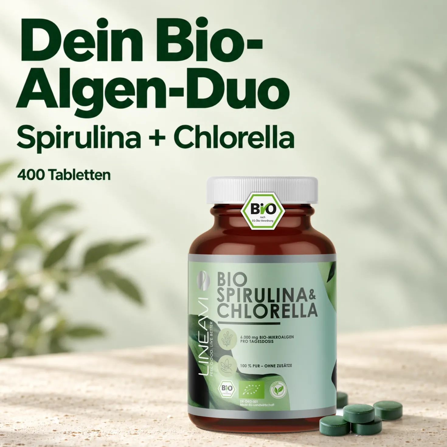 Bio Spirulina & Chlorella (400 Tabletten)