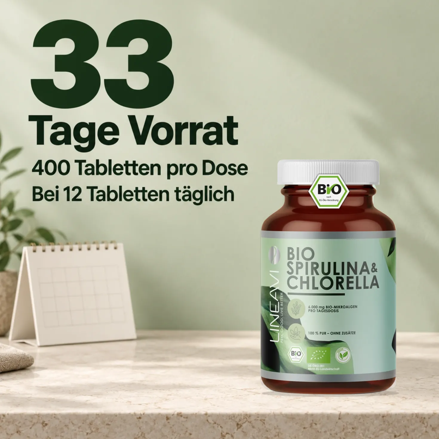 Bio Spirulina & Chlorella (400 Tabletten)