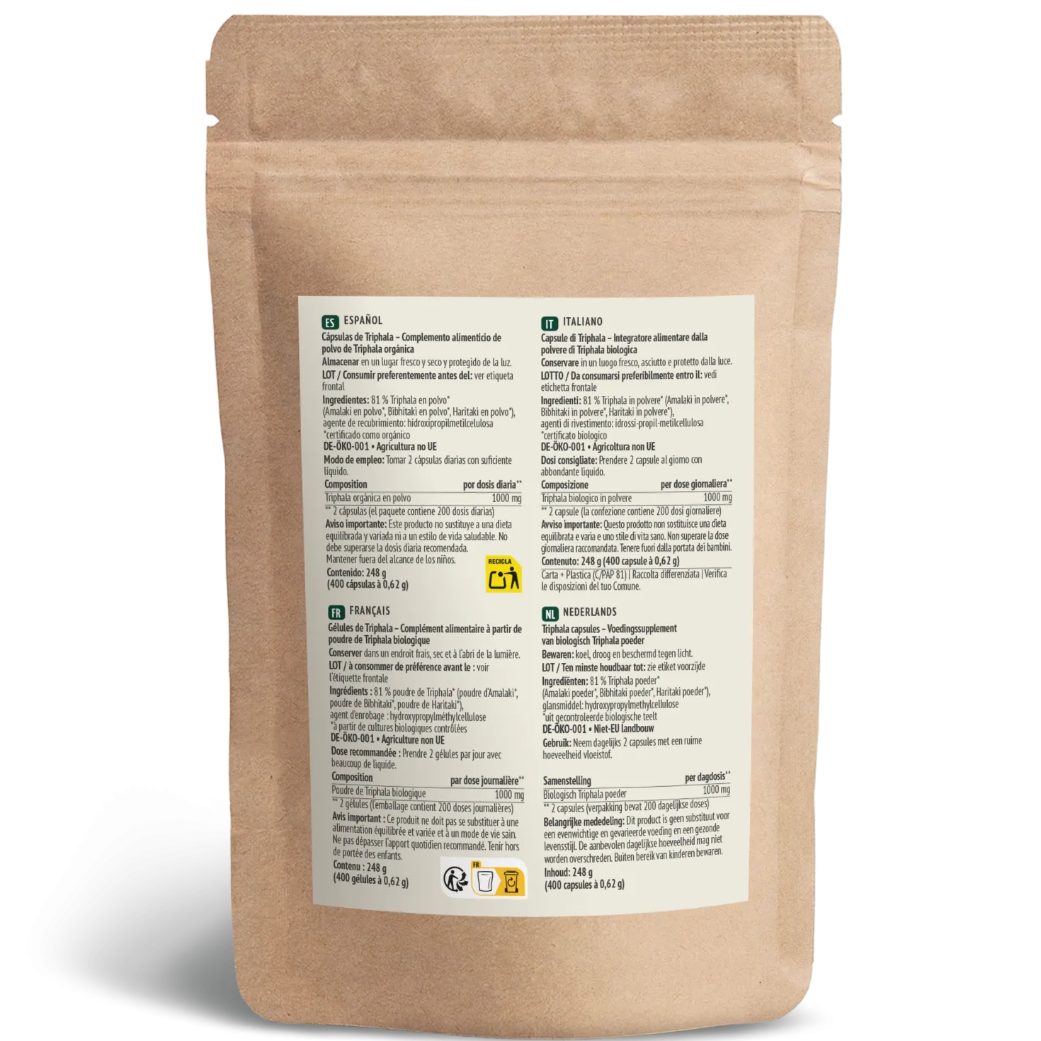 Bio Triphala Kapseln Nachfüllpack (400 Kapseln)