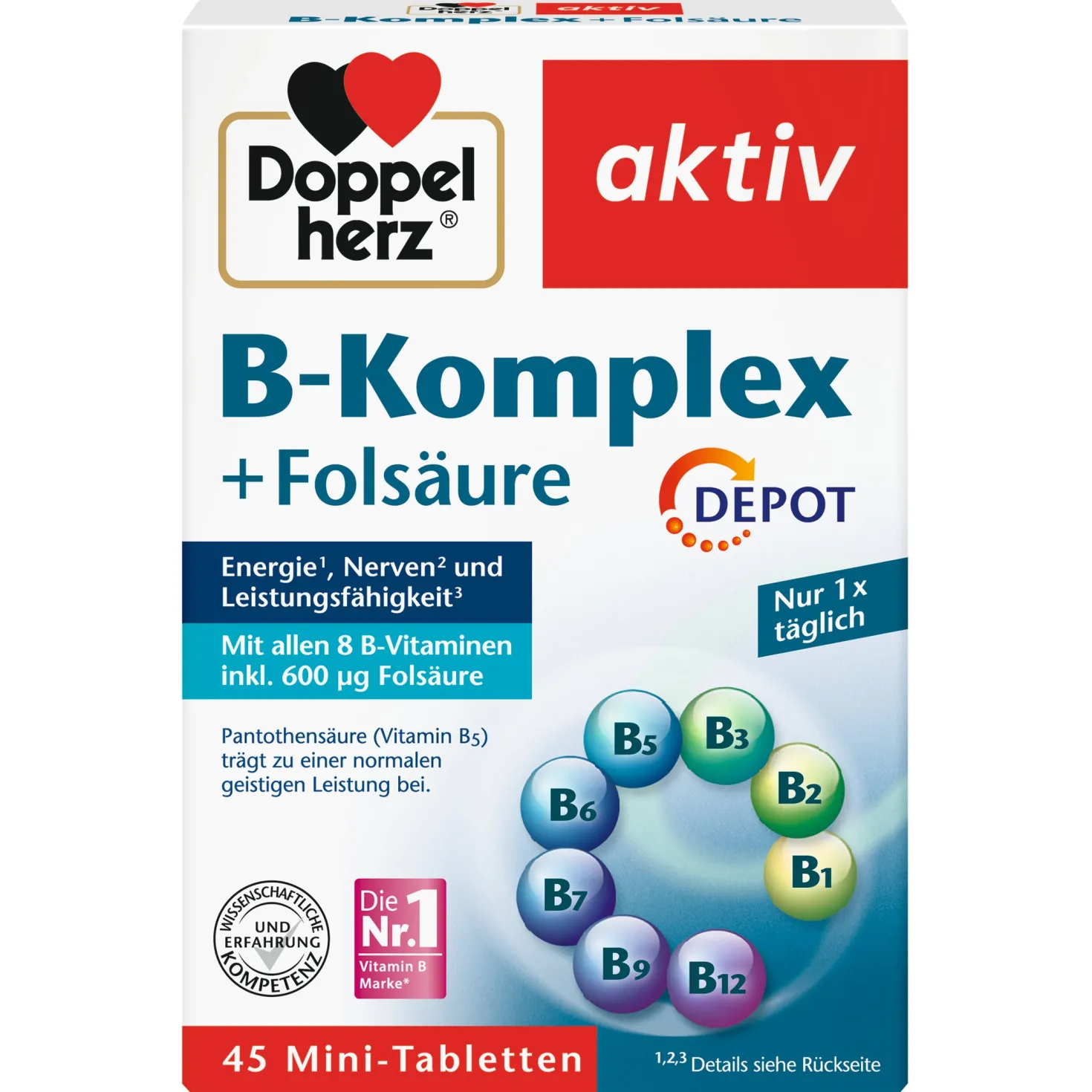B-Komplex + Folsäure Depot (45 Tabletten)
