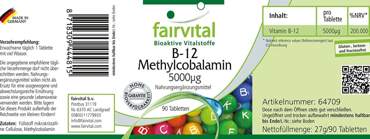 B-12 Methylcobalamin 5000µg (90 Tabletten)