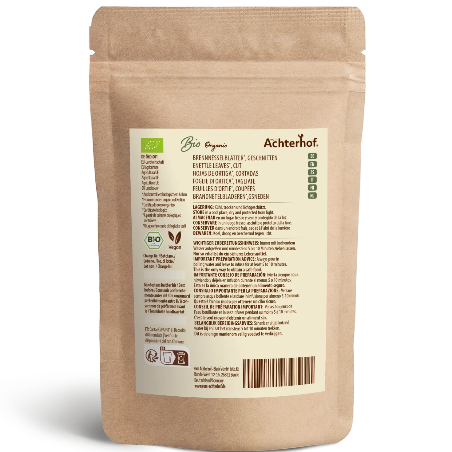 Brennnesselblätter geschnitten Bio (500g)