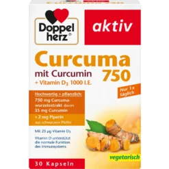 Curcuma 750 mit Curcumin + Vitamin D3 1000 I.E. (30 Kapseln)