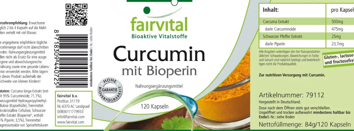 Curcumin mit Bioperin (120 Kapseln)