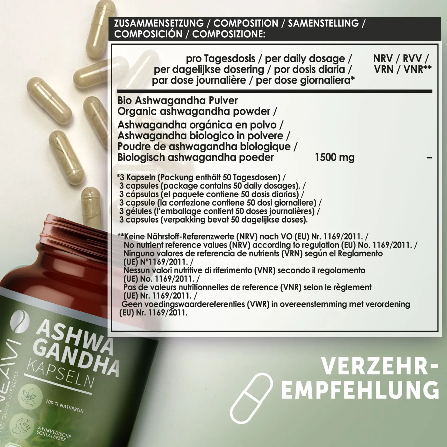Doppelpack: Bio Ashwagandha Kapseln (2x150 Kapseln)