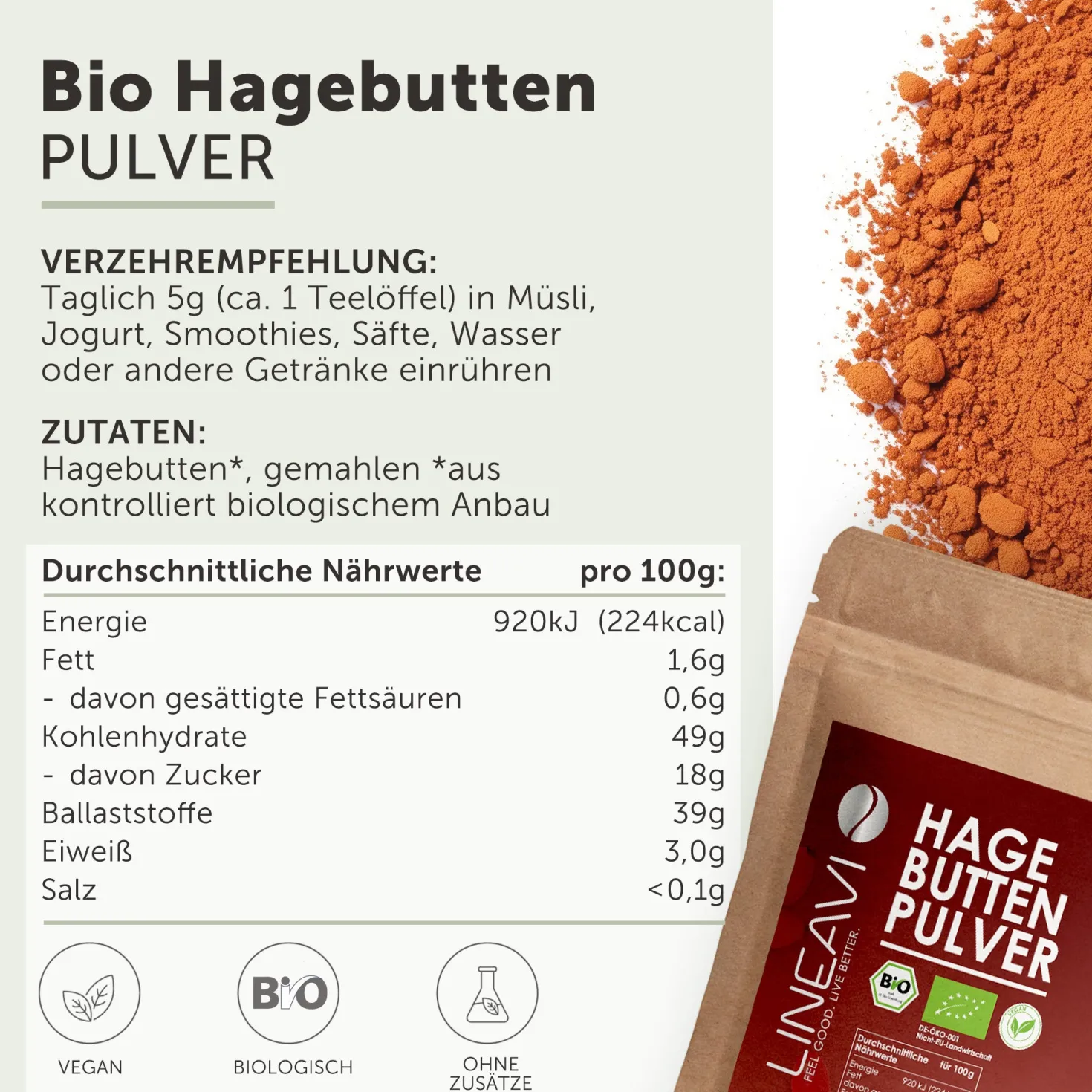 Doppelpack: Bio Hagebuttenpulver (2x1000g)