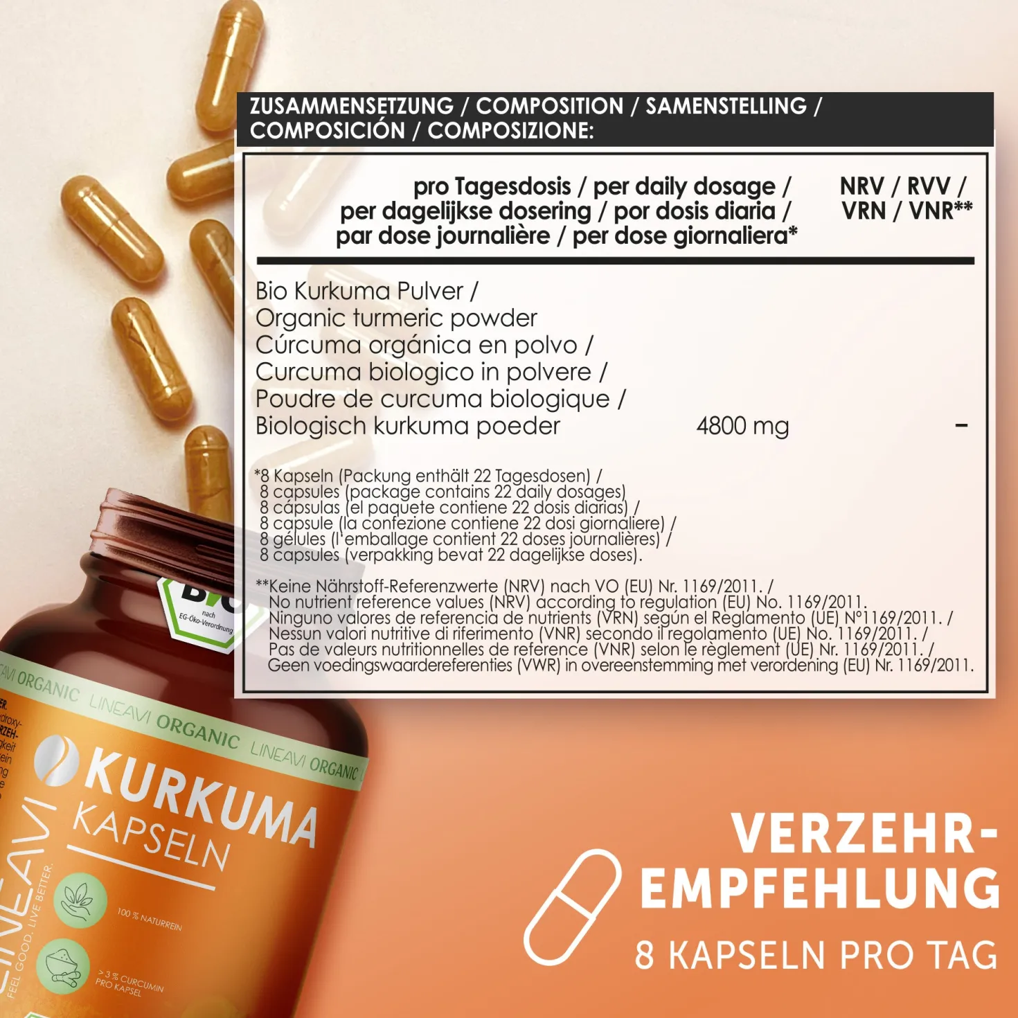 Doppelpack: Bio Kurkuma Kapseln (2x180 Kapseln)