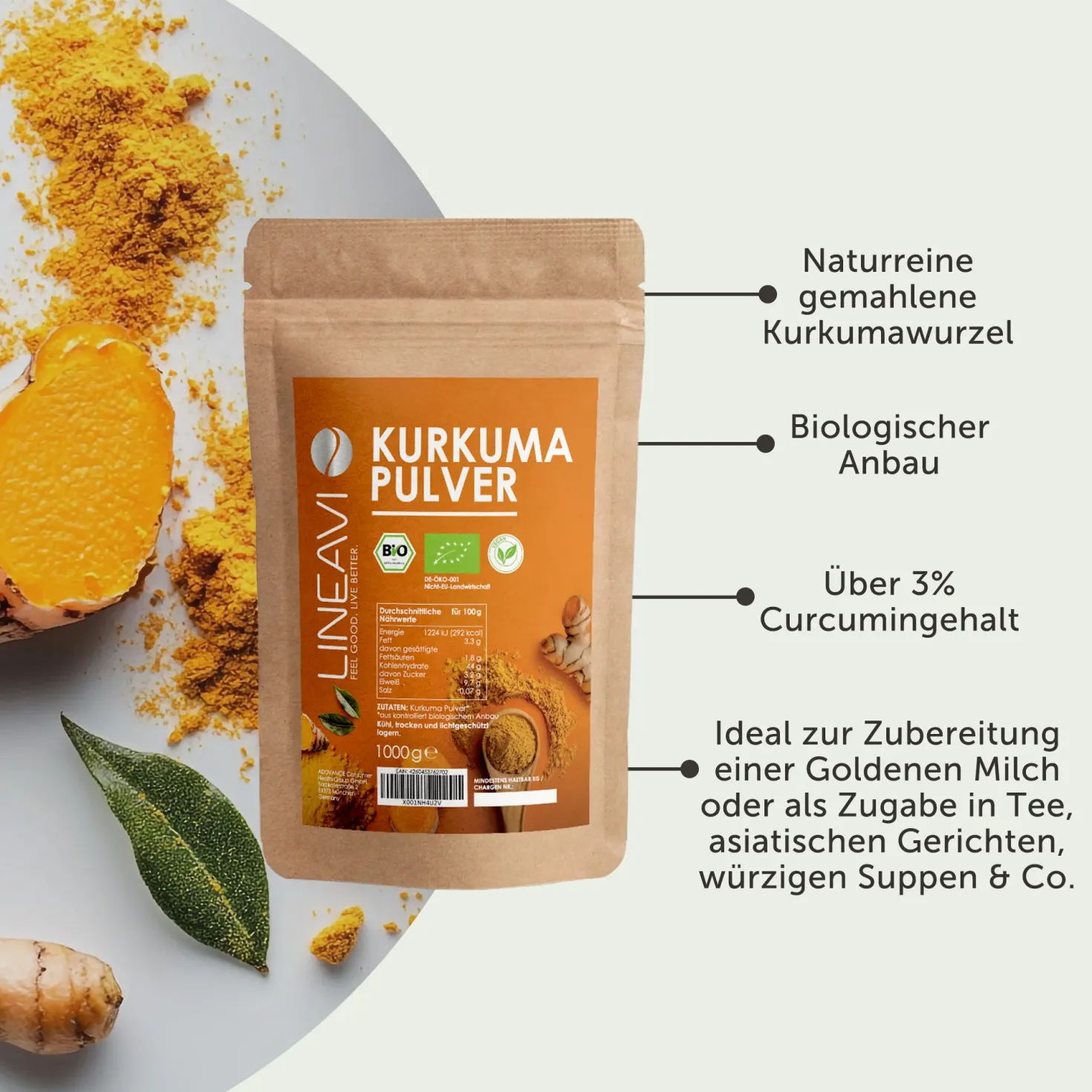 Doppelpack: Bio Kurkumapulver (2x1000g)