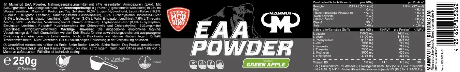 EAA Powder Green Apple (250g)