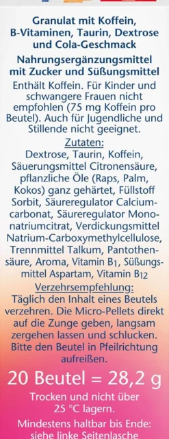 Energie Plus Koffein + Taurin + B-Vitamine Direct (20 Portionsbeutel)