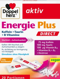 Energie Plus Koffein + Taurin + B-Vitamine Direct (20 Portionsbeutel)