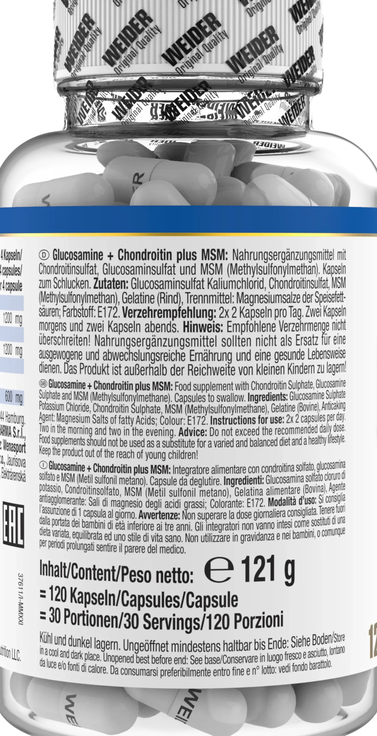 Glucosamine + Chondroitin Plus MSM (120 Kapseln)