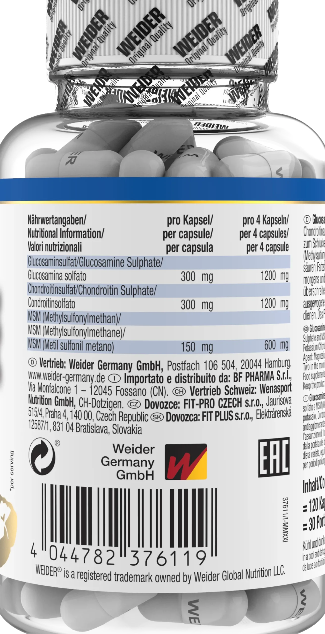 Glucosamine + Chondroitin Plus MSM (120 Kapseln)