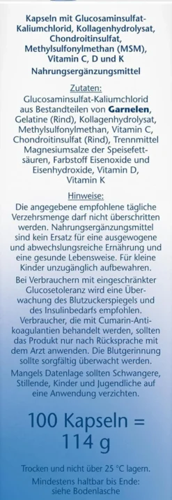 Glucosamin 1550 + Kollagen + MSM + Vitamin C (2x100 Kapseln)