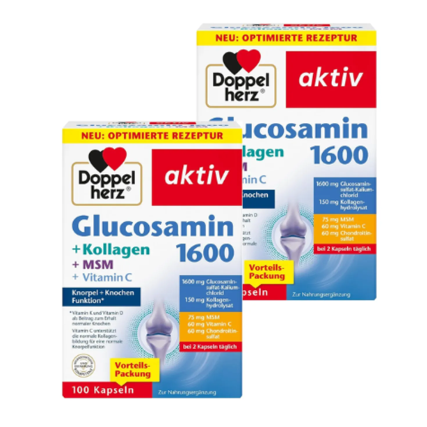 Glucosamin 1600+ Kollagen + MSM + Vitamin C (2x100 Kapseln)
