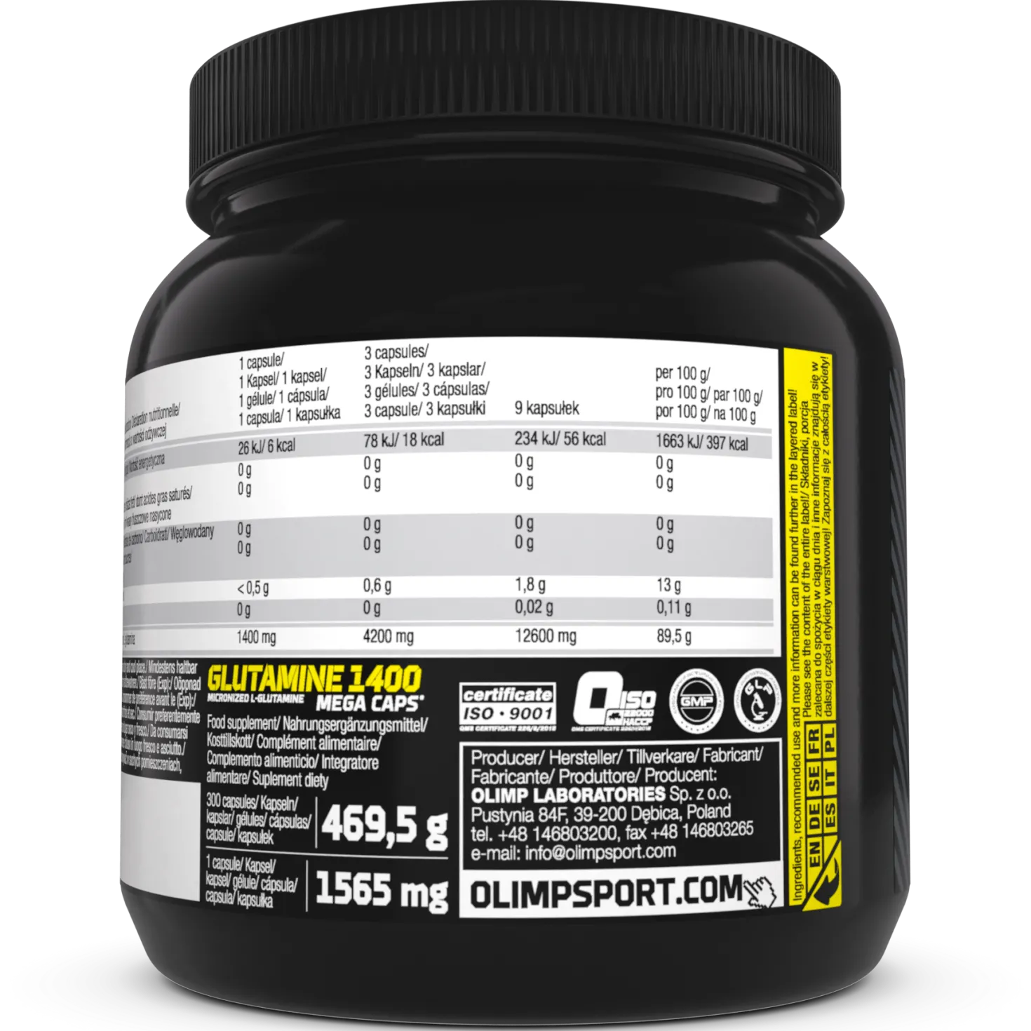 Glutamine Mega Caps 1400 (300 Kapseln)