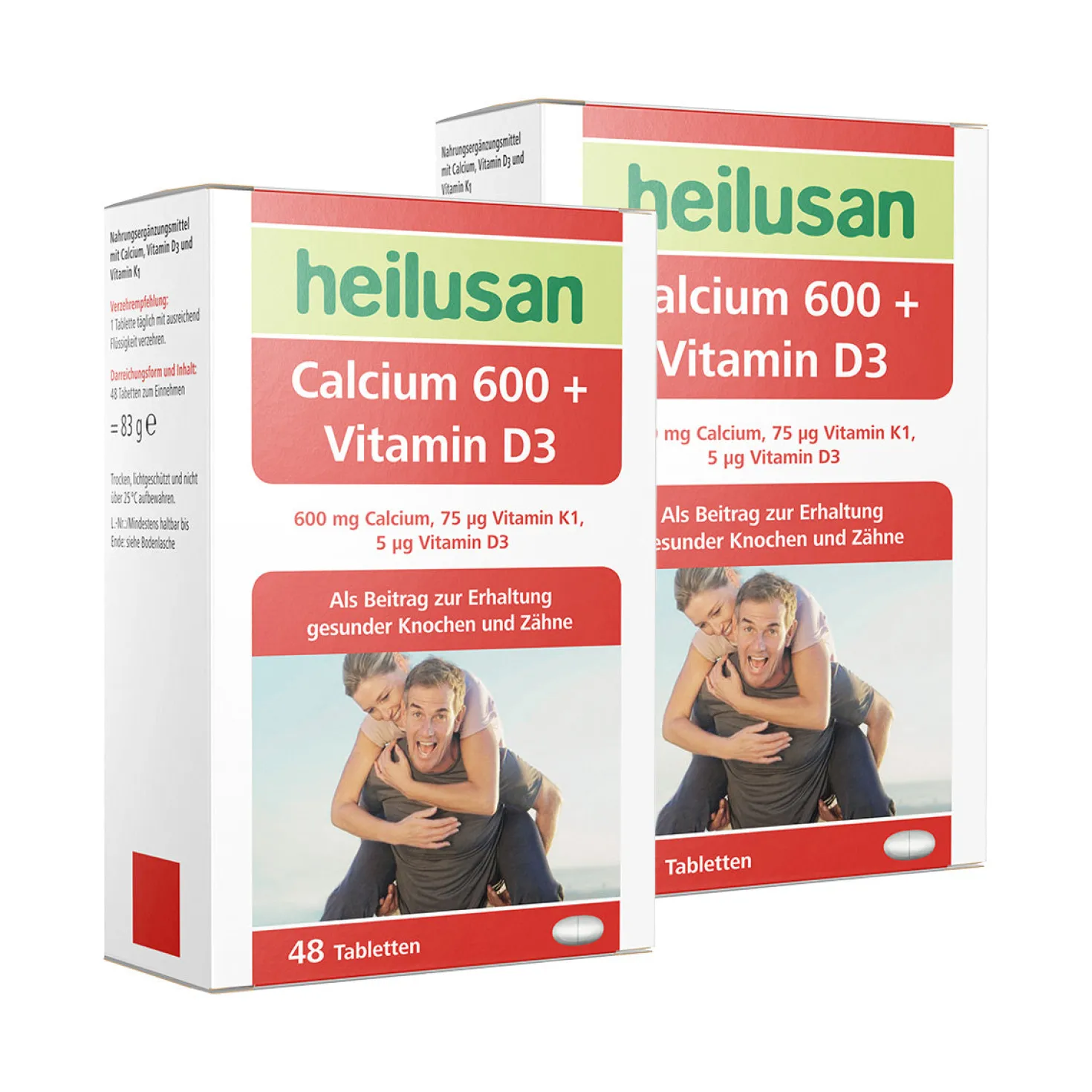 Heilusan Calcium 600 + Vitamin D3 2-Monatspackung (2x48 Tabletten)