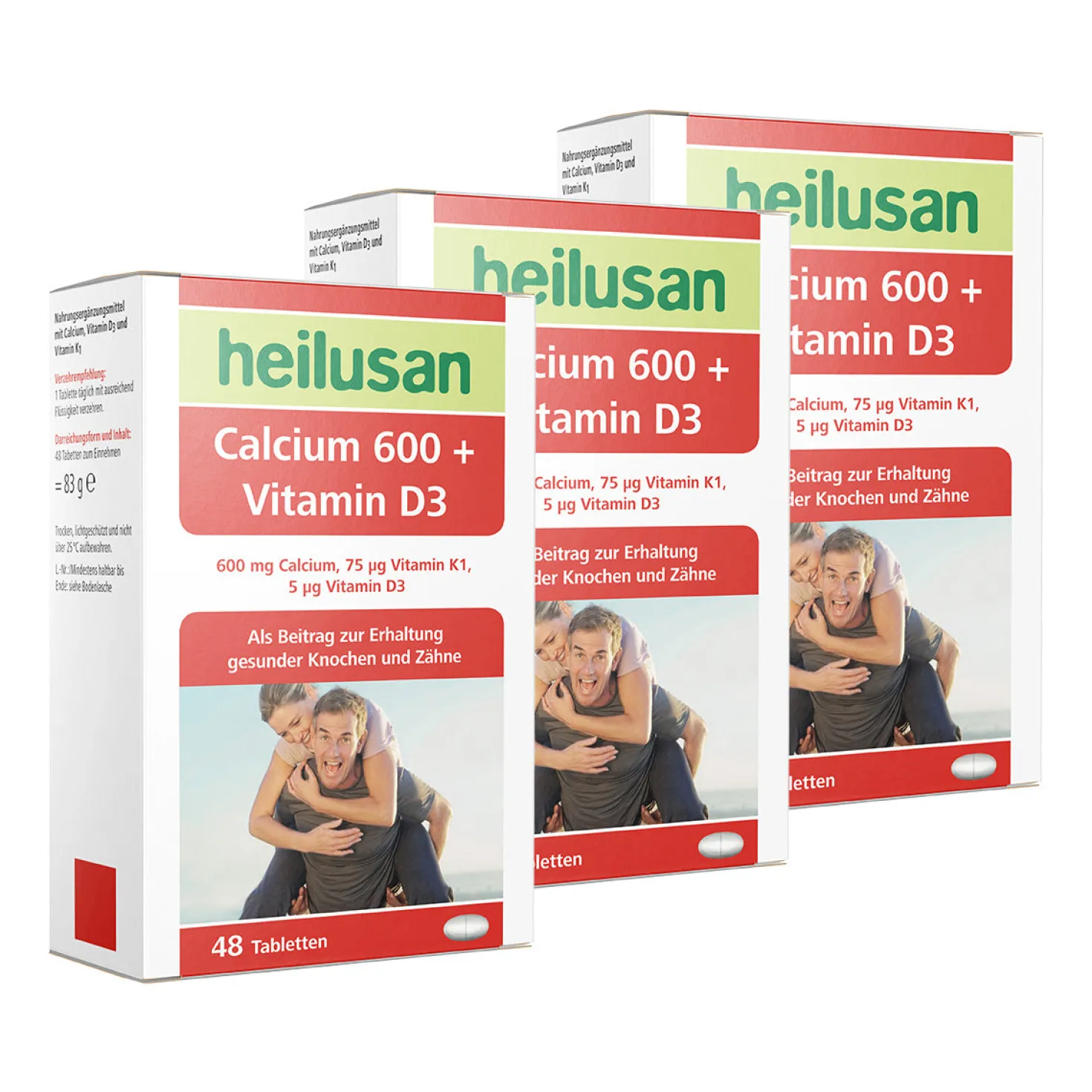 Heilusan Calcium 600 + Vitamin D3 3-Monatspackung (3x48 Tabletten)