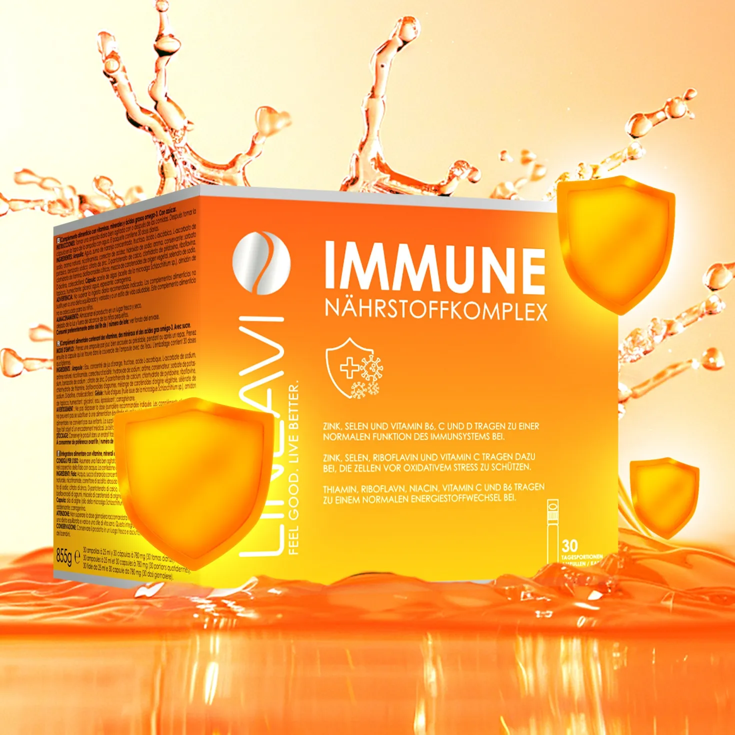 Immun 2-Monatspackung (2x30x25ml Trinkfläschchen + 2x30 Omega 3 Kapseln)