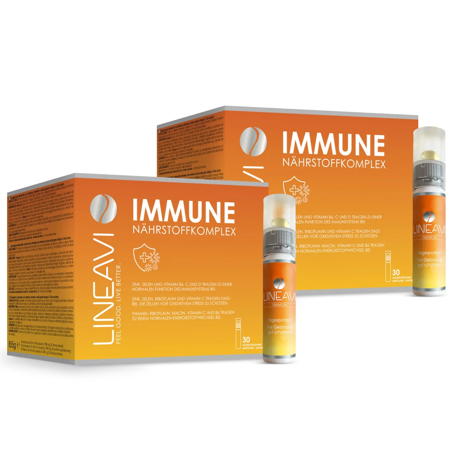 Immun 2-Monatspackung (2x30x25ml Trinkfläschchen + 2x30 Omega 3 Kapseln)