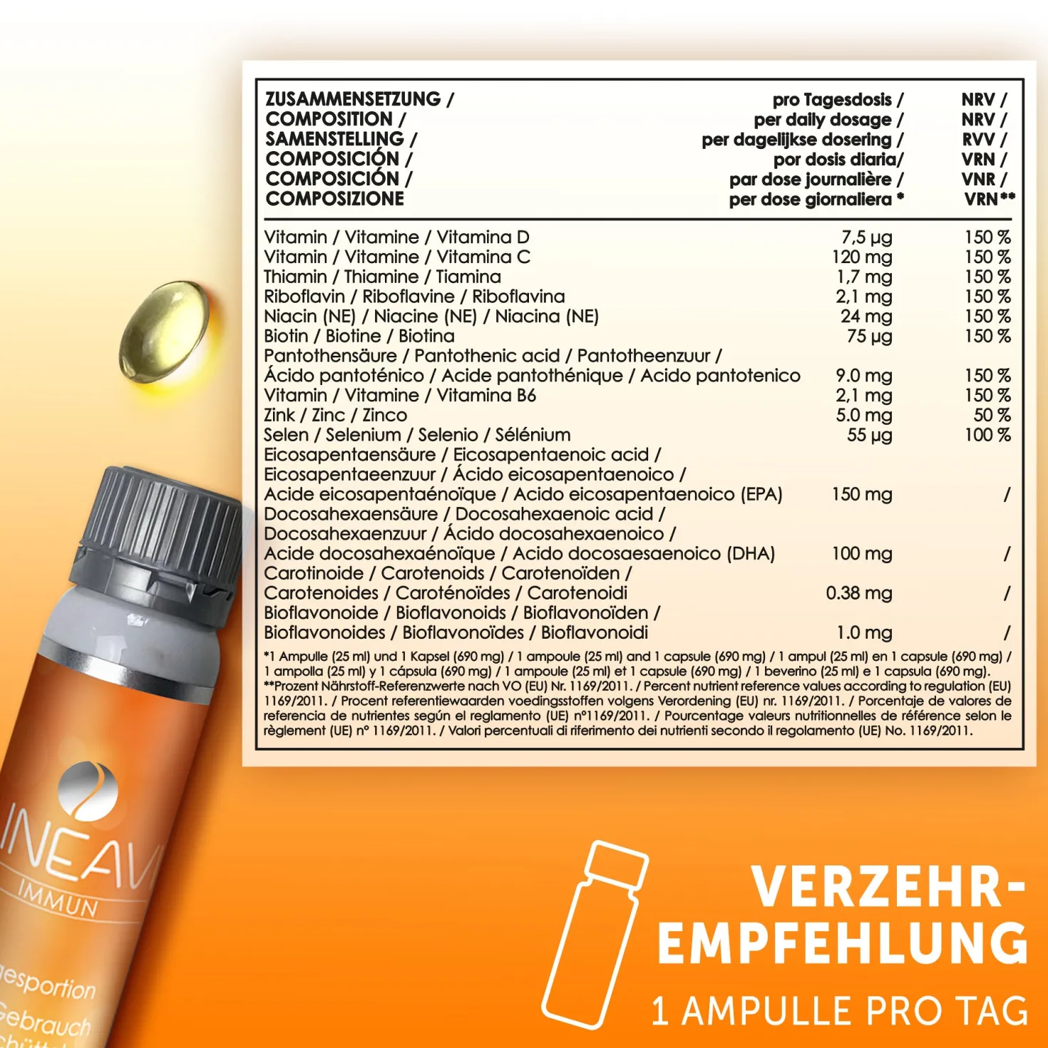 Immun (30x25ml Trinkfläschchen + 30 Omega 3 Kapseln)