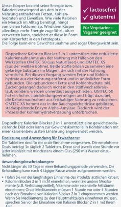 Kalorien Blocker 2 in 1 (30 Tabletten)