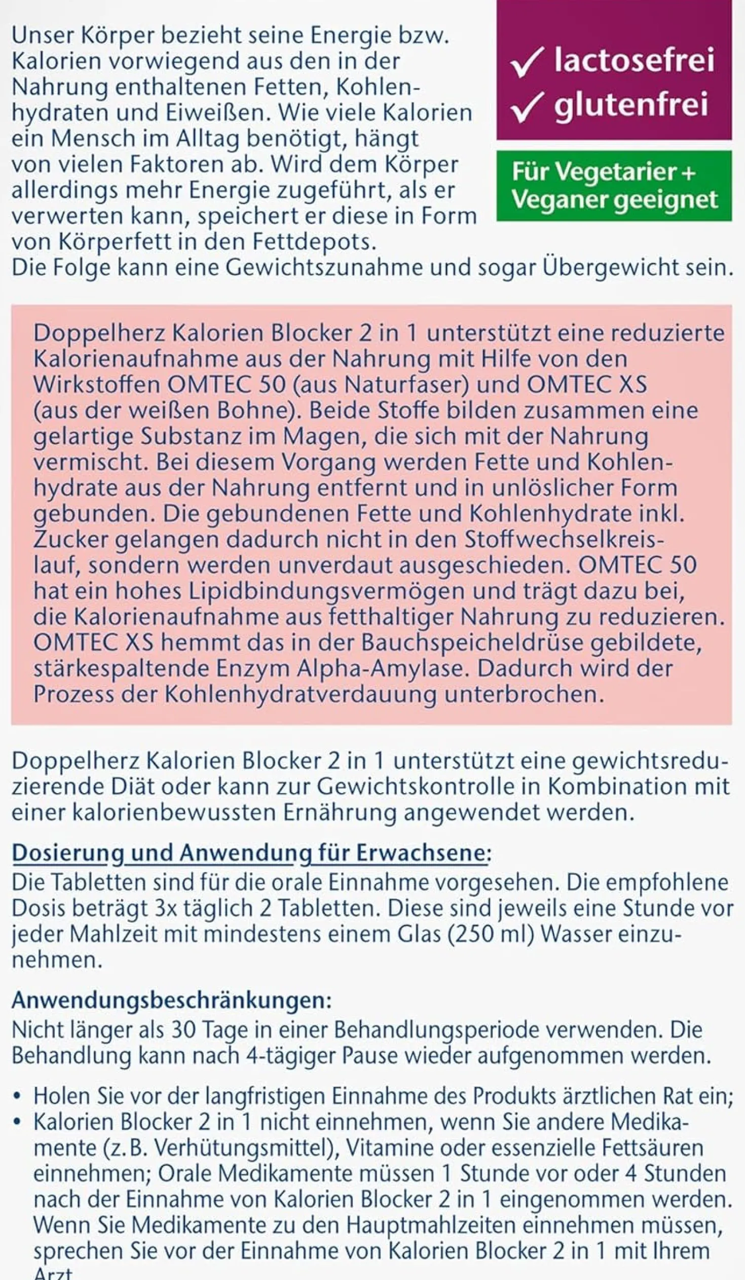 Kalorien Blocker 2 in 1 (30 Tabletten)