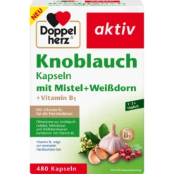 Knoblauch Kapseln mit Misteln + Weißdorn + Vitamin B1 (480 Kapseln)