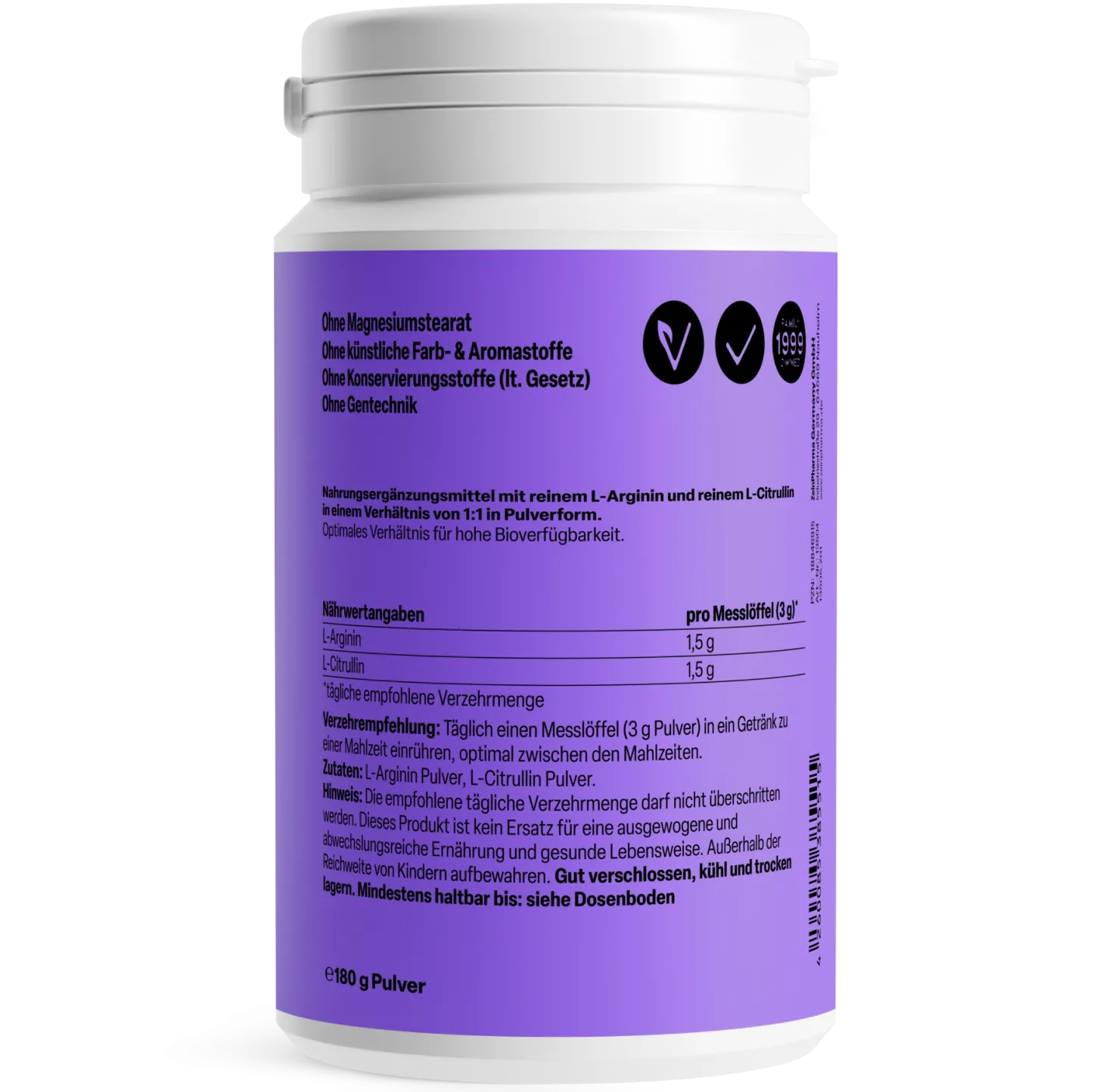 L-Arginin + L-Citrullin Pulver (180g)