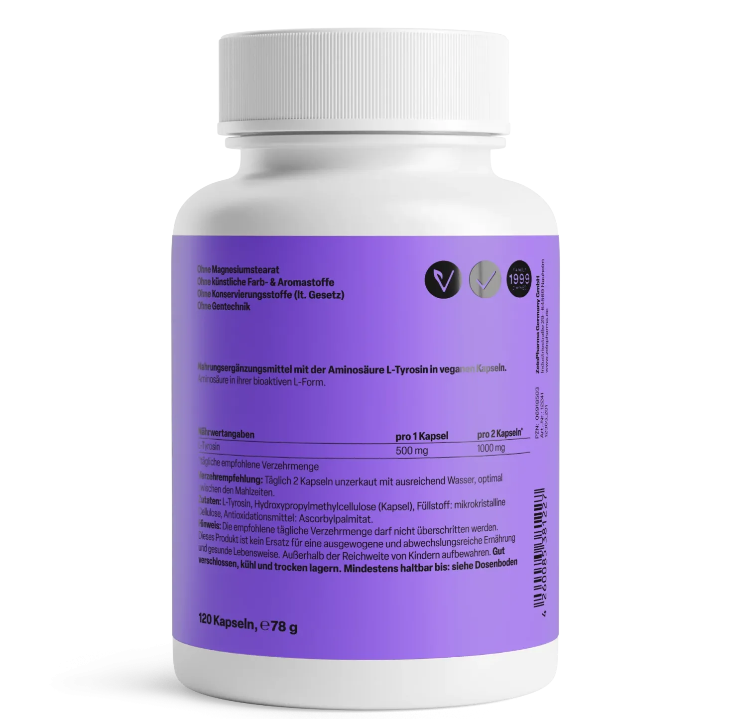 L-Tyrosin Kapseln 500mg (120 Kapsel)