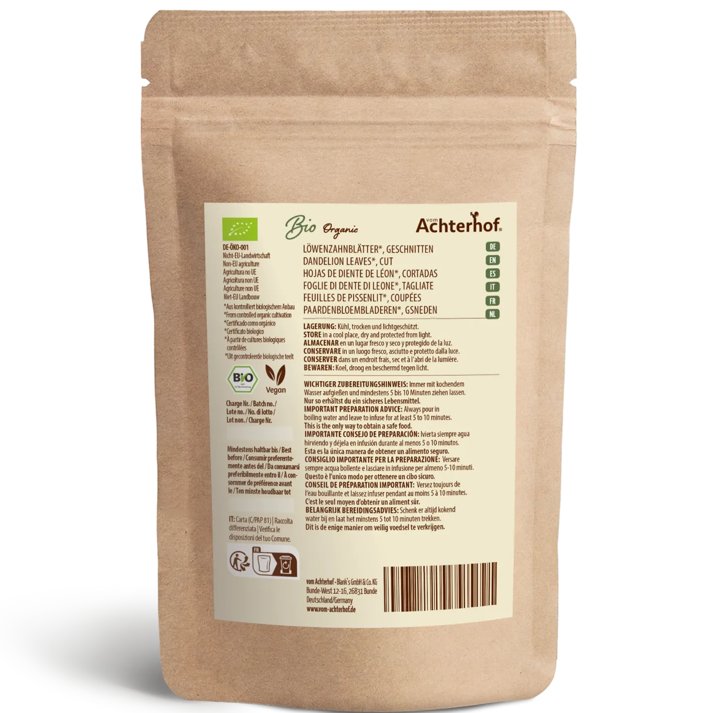 Löwenzahnblätter geschnitten Bio (250g)