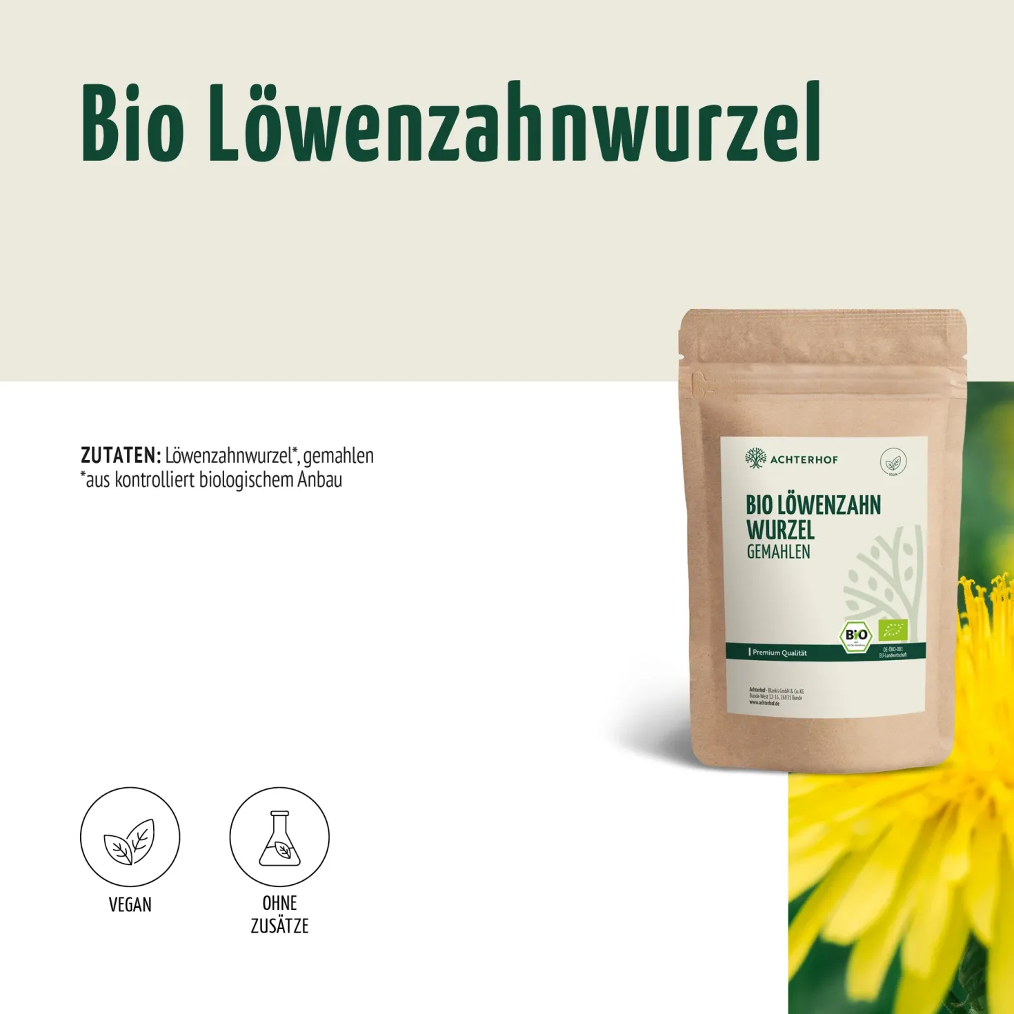 Löwenzahnwurzel Pulver Bio (500g)