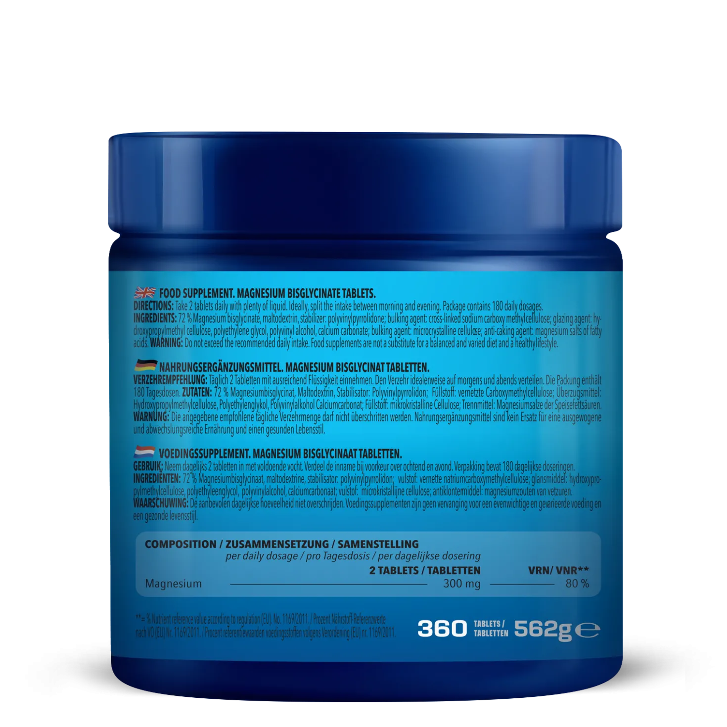 100% Magnesium Bisglycinat (360 Tabletten)