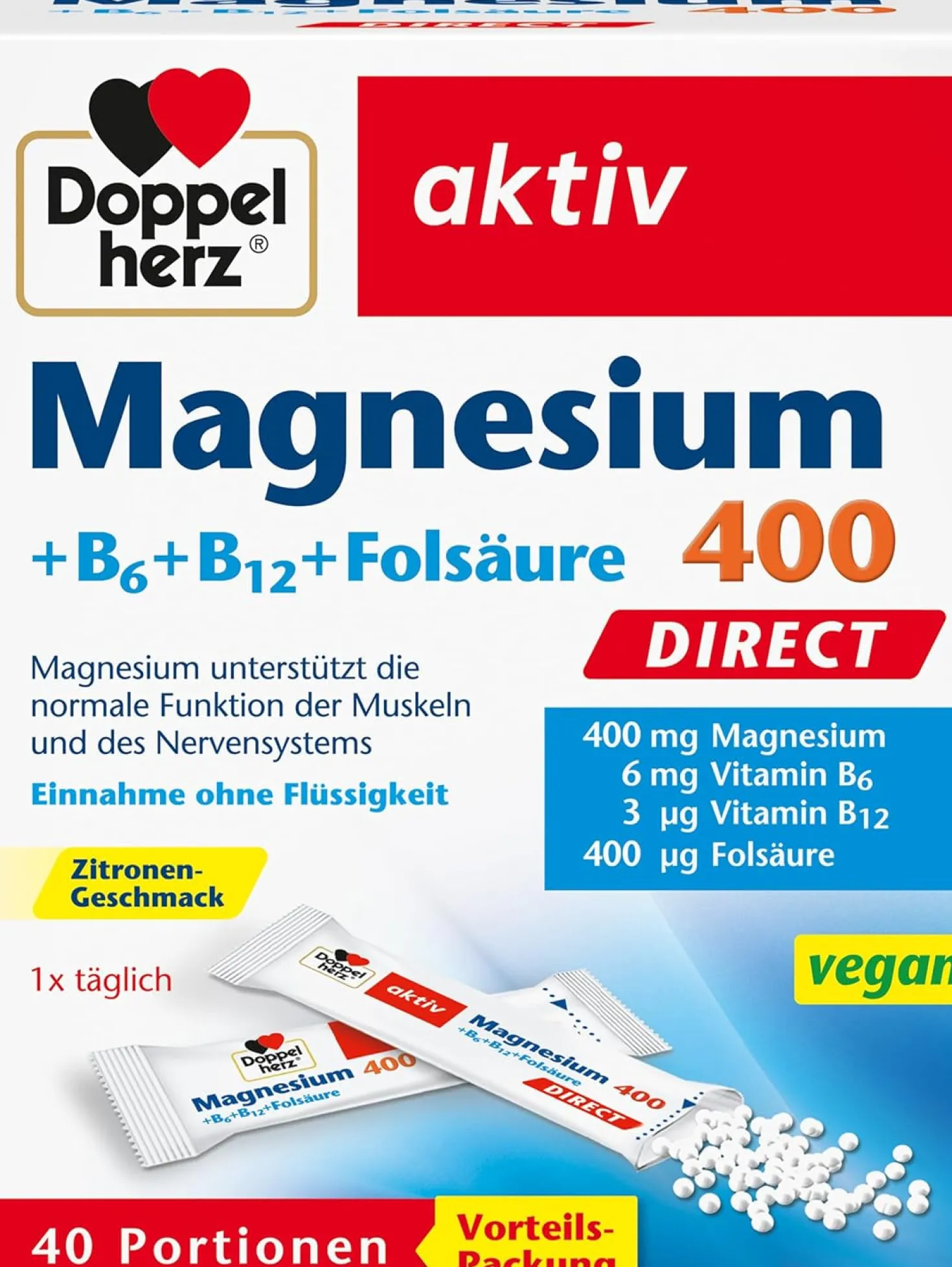 Magnesium 400 direct (40 Portionsbeutel)