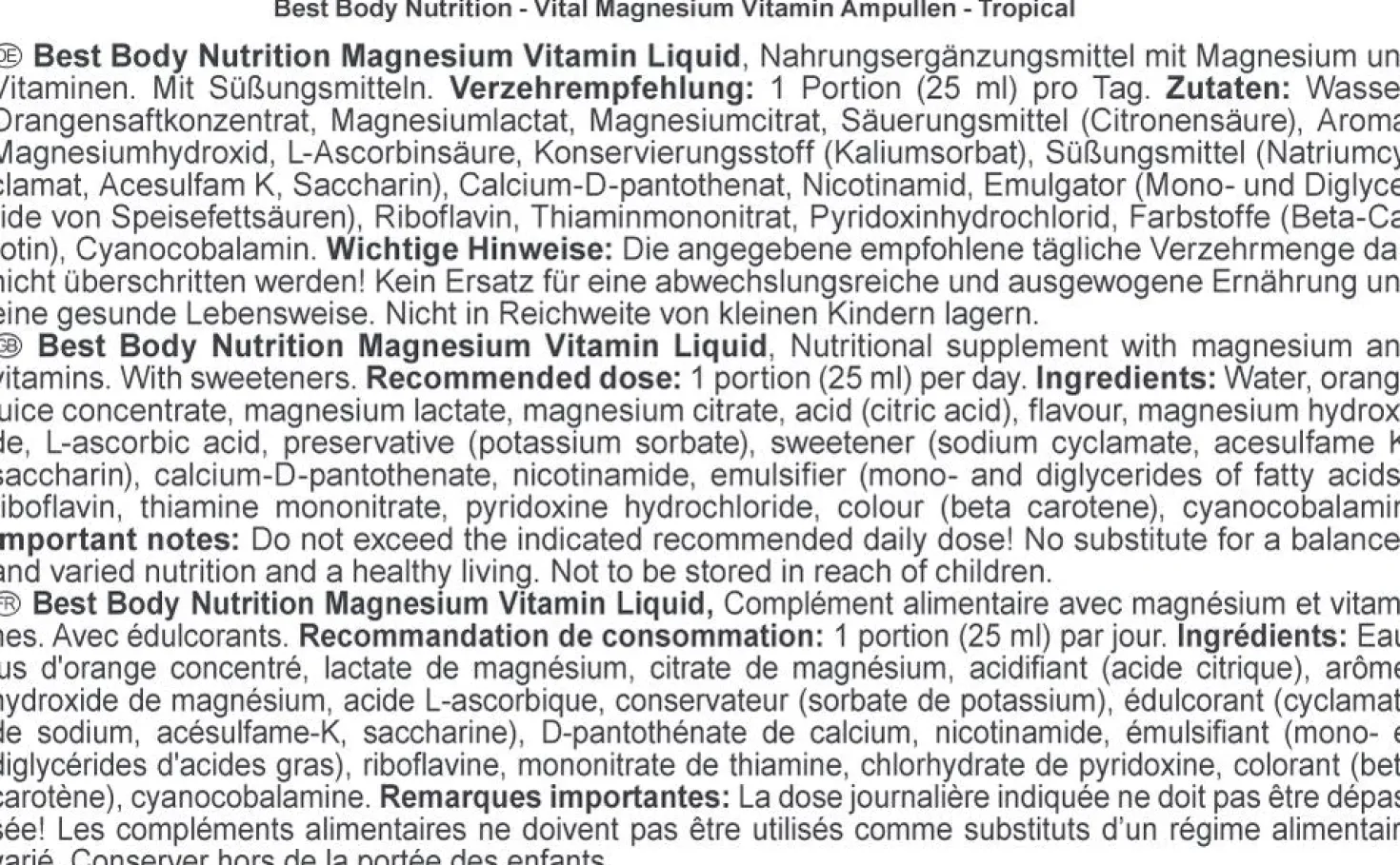 Magnesium Liquid Tropical (20x25ml)
