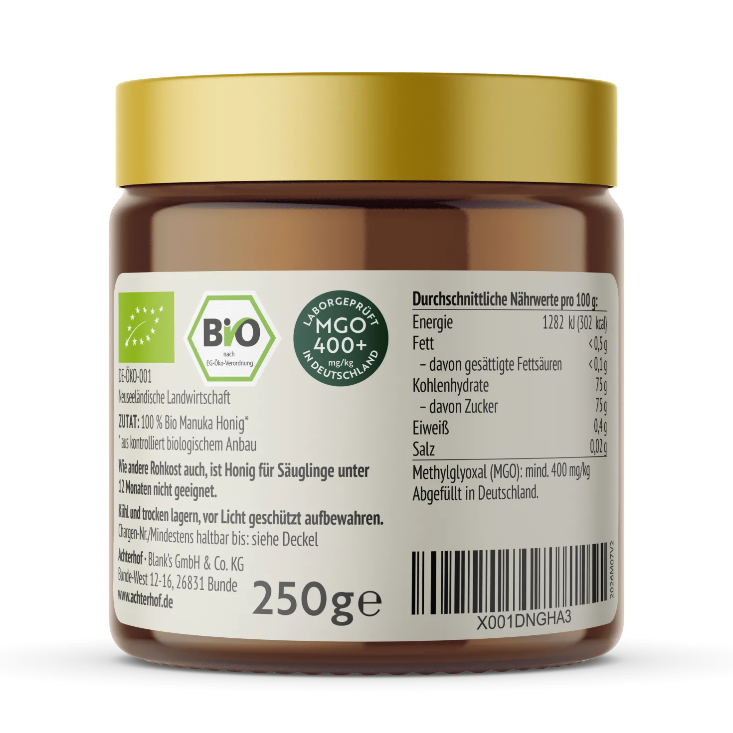 Manuka Honig Bio MGO 400+ (250g)