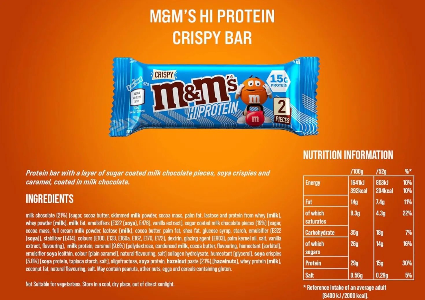 M&M's Crispy High Protein Bar Milk Chocolate (12x52g)