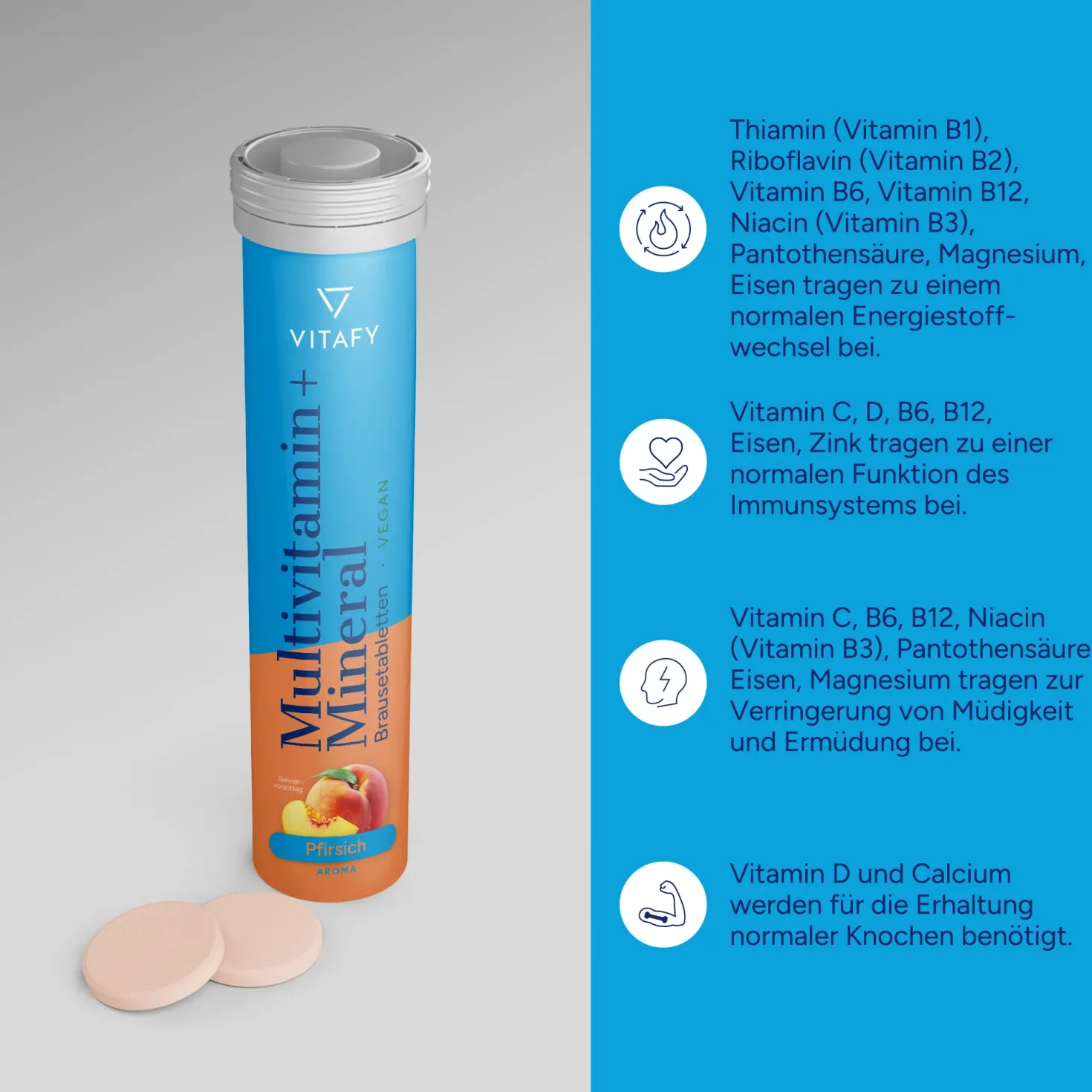 Multivitamin + Mineral - Pfirsich (20 Brausetabletten) - 6er Pack